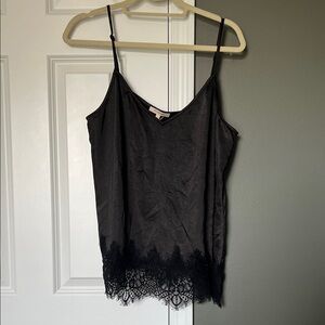 Skies Are Blue Black Lace Trim Cami Tank Top NWT Size L